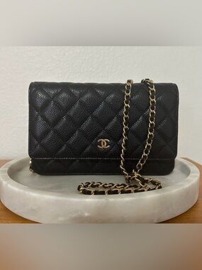 Chanel Black Quilted Crossbody Bag with Gold Chain